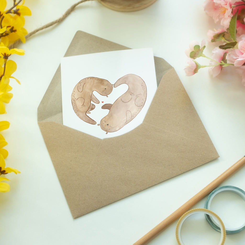 Grußkarte Otter Herz Klappkarte, Einladungskarte, Glückwunschkarte, Hochzeitskarte, Geburtstagskarte, Karte, Otter, Fischotter, Seeotter, Liebe, Herz, Liebesbeweis, Liebesgeschenk, Bessere Hälfte, Love you, Jahrestag, Hochzeitstag, Verlobung, gemeinsames Leben