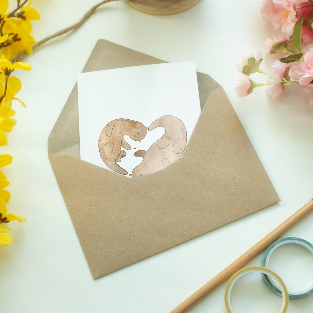 Grußkarte Otter Herz Klappkarte, Einladungskarte, Glückwunschkarte, Hochzeitskarte, Geburtstagskarte, Karte, Otter, Fischotter, Seeotter, Liebe, Herz, Liebesbeweis, Liebesgeschenk, Bessere Hälfte, Love you, Jahrestag, Hochzeitstag, Verlobung, gemeinsames Leben