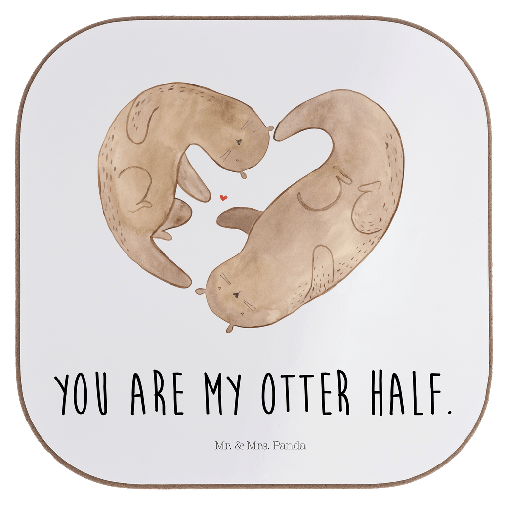 Quadratische Untersetzer Otter Herz Bierdeckel, Glasuntersetzer, Untersetzer Gläser, Getränkeuntersetzer, Otter, Fischotter, Seeotter, Liebe, Herz, Liebesbeweis, Liebesgeschenk, Bessere Hälfte, Love you, Jahrestag, Hochzeitstag, Verlobung, gemeinsames Leben