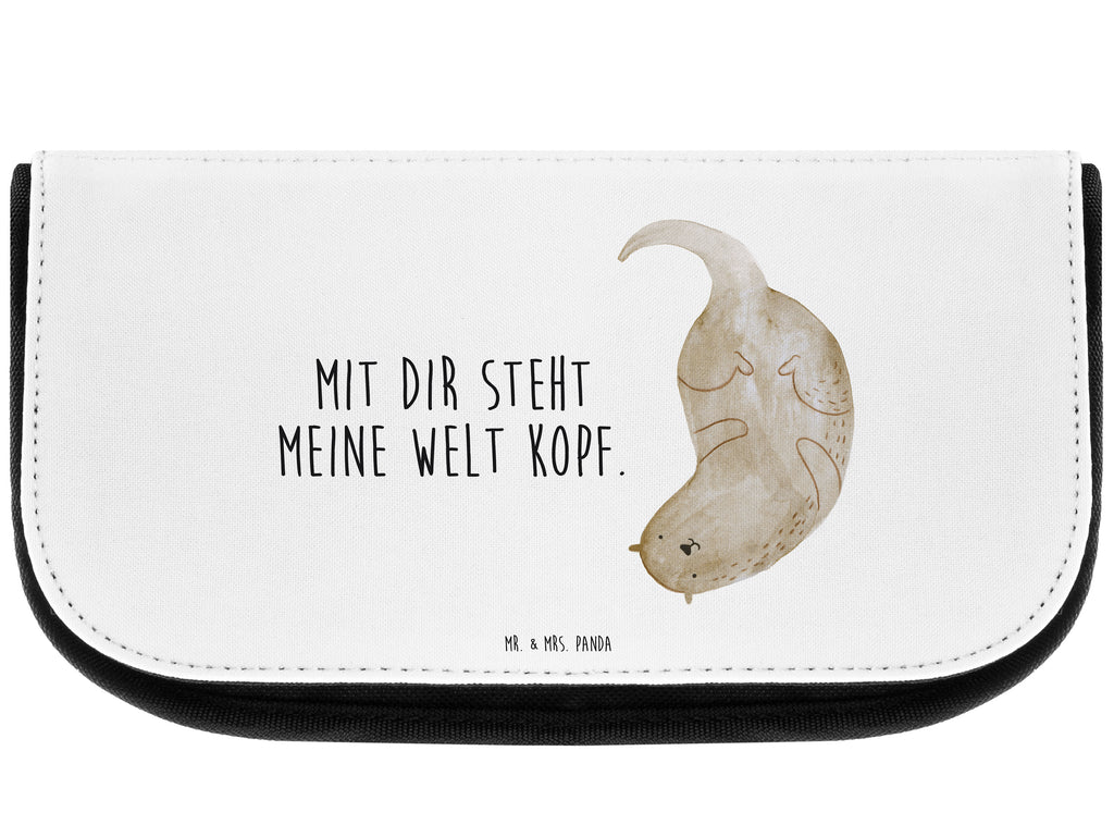 Kosmetiktasche Otter kopfüber Kosmetikbeutel, Kulturtasche, Kulturbeutel, Schminktasche, Make-Up Tasche, Otter, Fischotter, Seeotter, Otter Seeotter See Otter