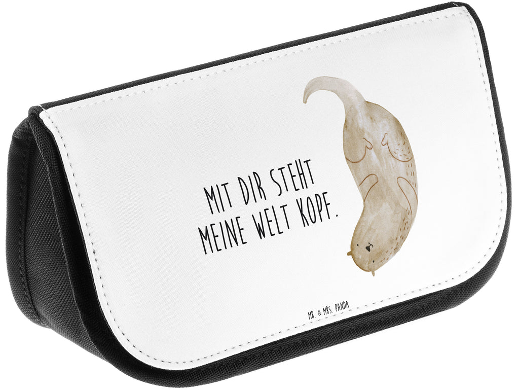 Kosmetiktasche Otter kopfüber Kosmetikbeutel, Kulturtasche, Kulturbeutel, Schminktasche, Make-Up Tasche, Otter, Fischotter, Seeotter, Otter Seeotter See Otter