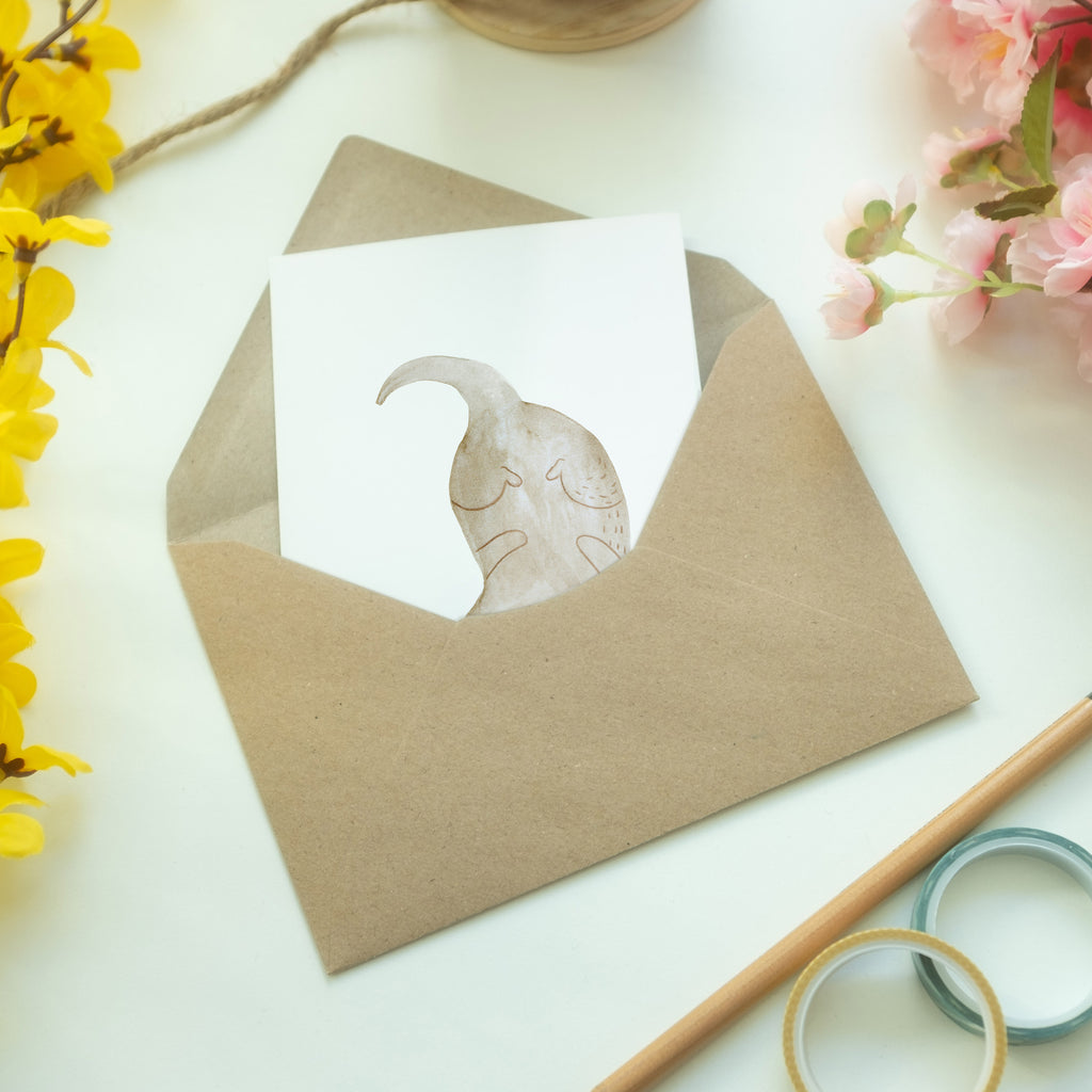 Grußkarte Otter kopfüber Klappkarte, Einladungskarte, Glückwunschkarte, Hochzeitskarte, Geburtstagskarte, Karte, Otter, Fischotter, Seeotter, Otter Seeotter See Otter