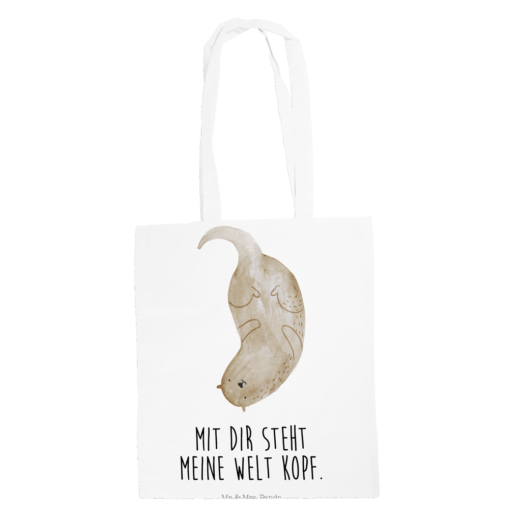 Tragetasche Otter kopfüber Beuteltasche, Beutel, Einkaufstasche, Jutebeutel, Stoffbeutel, Otter, Fischotter, Seeotter, Otter Seeotter See Otter