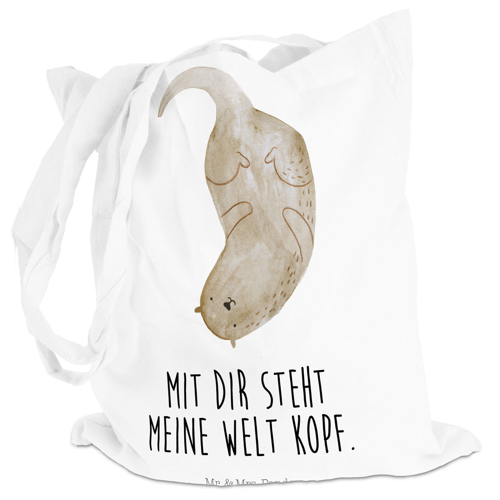 Tragetasche Otter kopfüber Beuteltasche, Beutel, Einkaufstasche, Jutebeutel, Stoffbeutel, Otter, Fischotter, Seeotter, Otter Seeotter See Otter