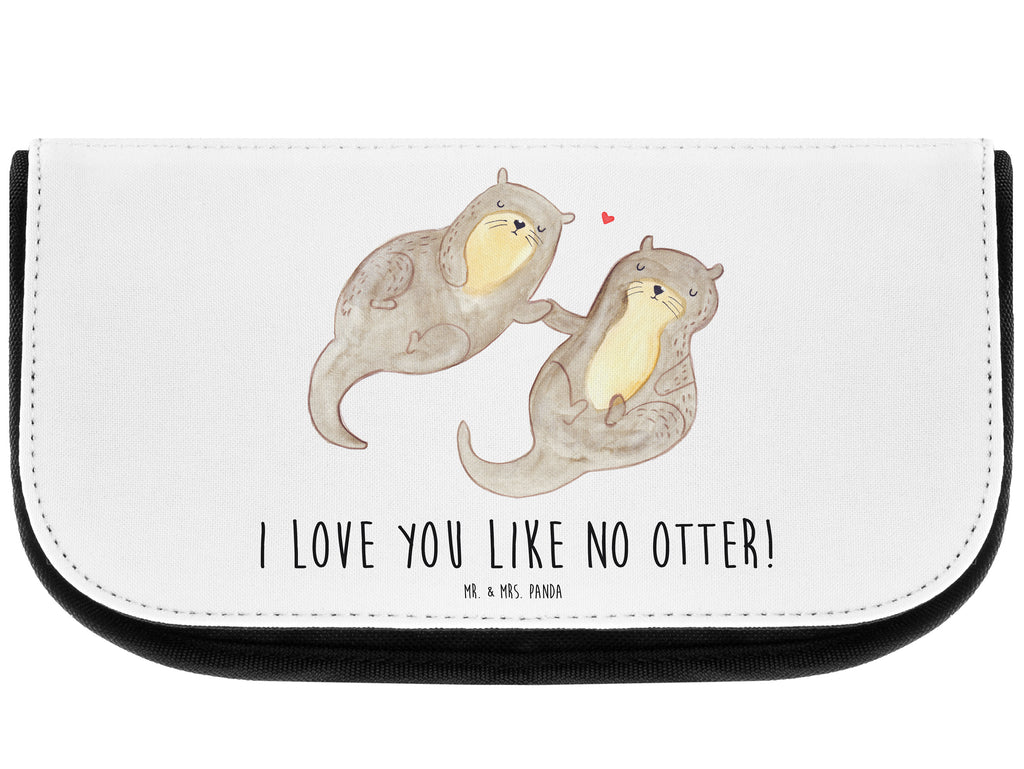 Kosmetiktasche Otter händchenhaltend Kosmetikbeutel, Kulturtasche, Kulturbeutel, Schminktasche, Make-Up Tasche, Otter, Fischotter, Seeotter, Otter Seeotter See Otter