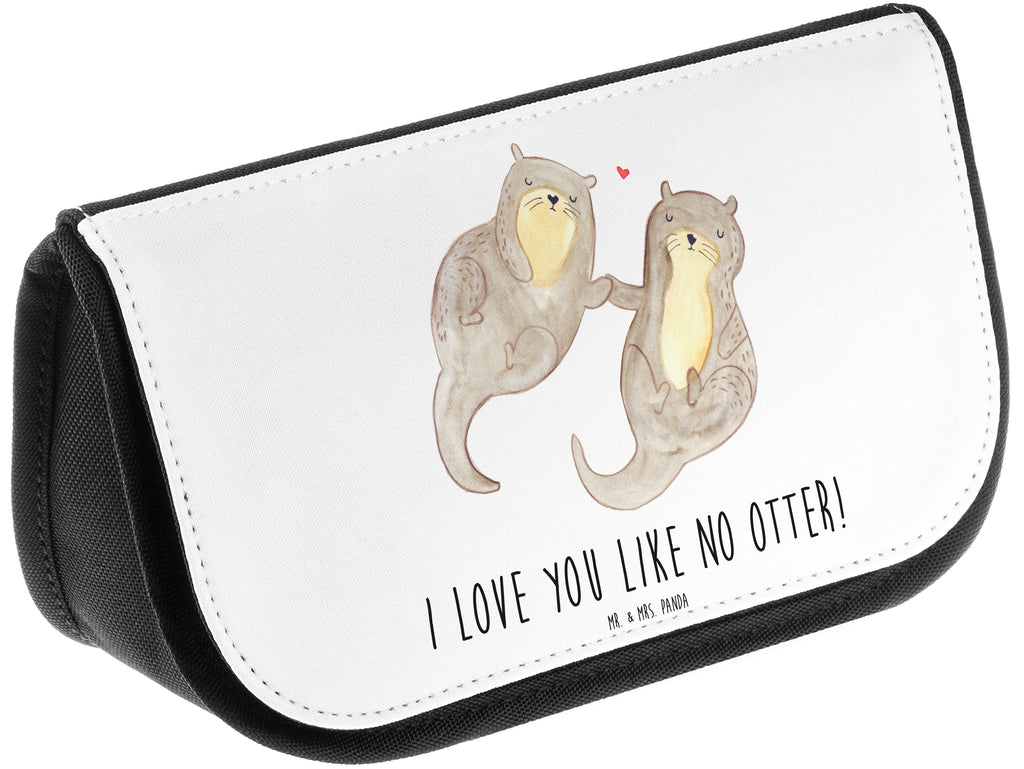 Kosmetiktasche Otter händchenhaltend Kosmetikbeutel, Kulturtasche, Kulturbeutel, Schminktasche, Make-Up Tasche, Otter, Fischotter, Seeotter, Otter Seeotter See Otter