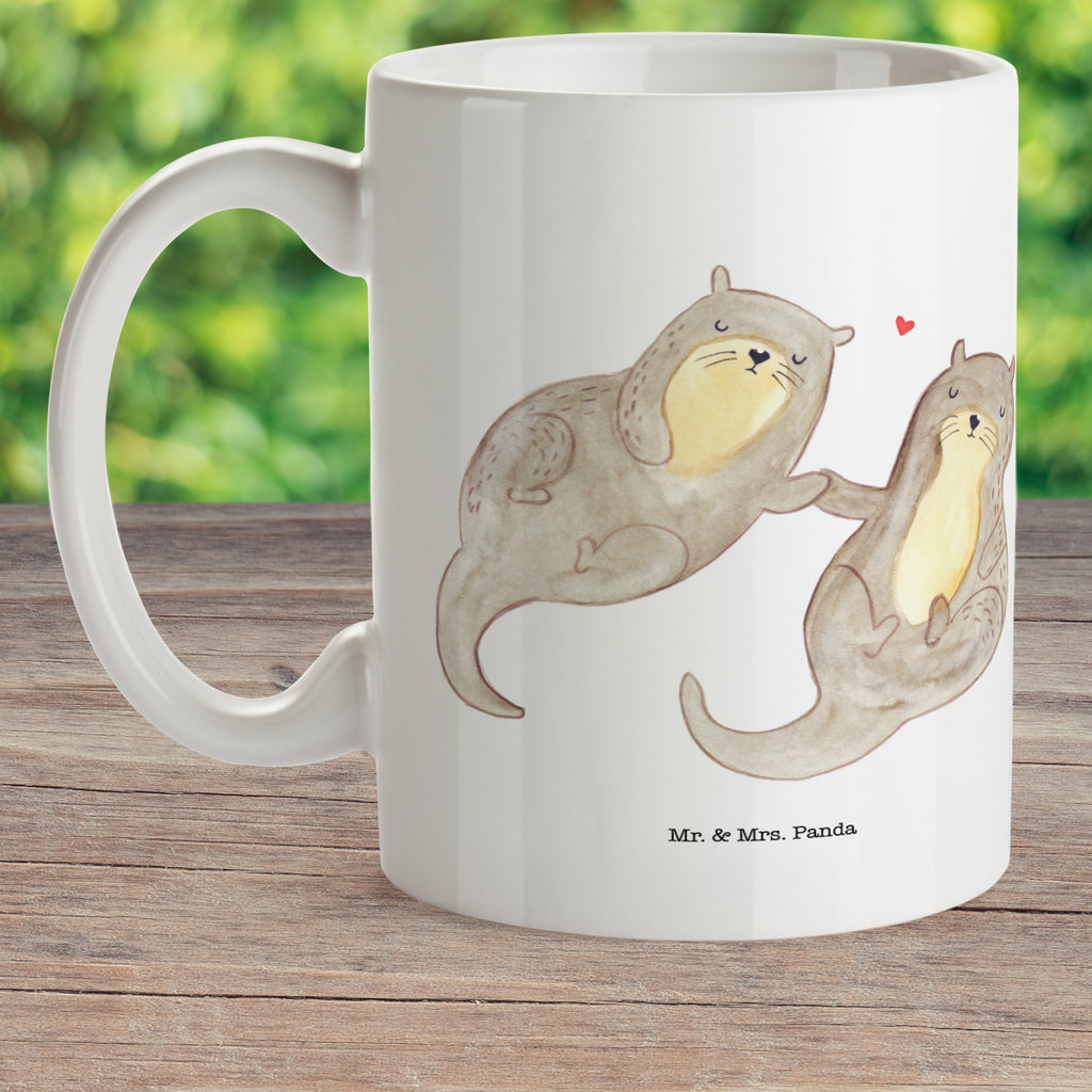 Kindertasse Otter händchenhaltend Kunststoff Tasse, Kindergarten, Tasse, Trinkbecher, Camping Becher, Kaffeetasse, Kunststoffbecher, Kindergartenbecher, Outdoorgeschirr, Kunststoffgeschirr, Reisebecher, Reisetasse, Kinderbecher, Otter, Fischotter, Seeotter, Otter Seeotter See Otter