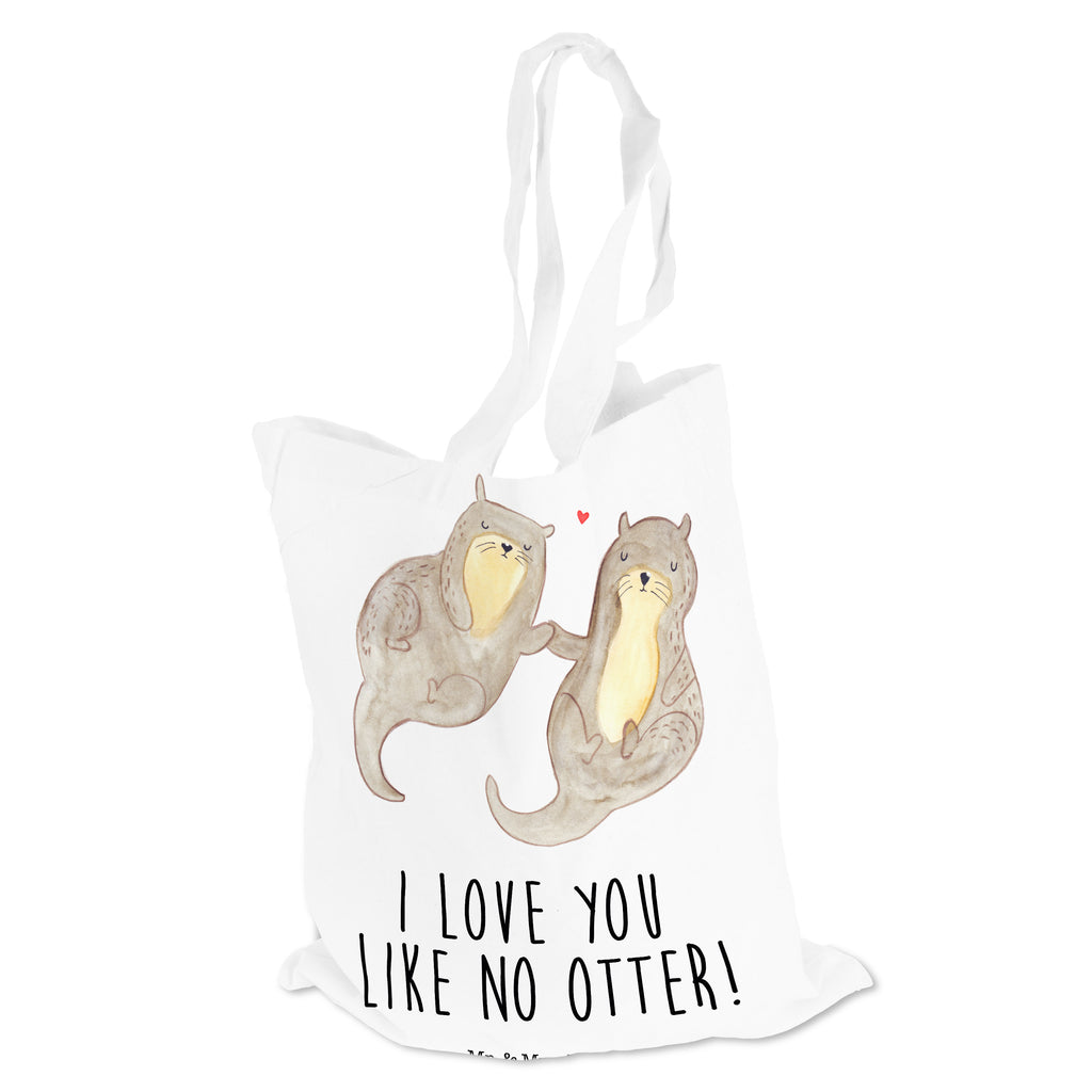 Tragetasche Otter händchenhaltend Beuteltasche, Beutel, Einkaufstasche, Jutebeutel, Stoffbeutel, Otter, Fischotter, Seeotter, Otter Seeotter See Otter
