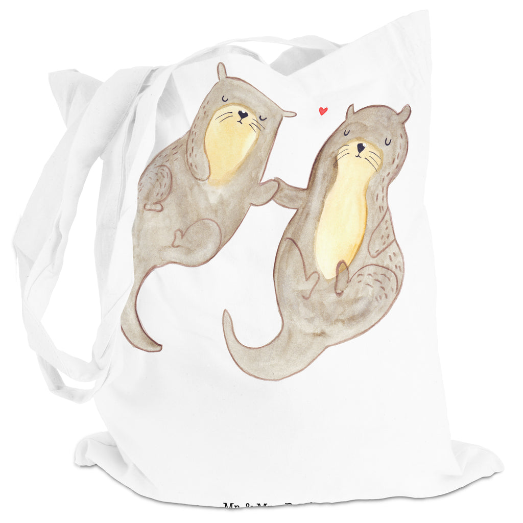 Tragetasche Otter händchenhaltend Beuteltasche, Beutel, Einkaufstasche, Jutebeutel, Stoffbeutel, Otter, Fischotter, Seeotter, Otter Seeotter See Otter