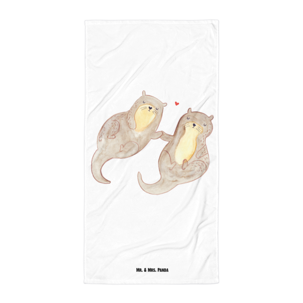 XL Badehandtuch Otter händchenhaltend Handtuch, Badetuch, Duschtuch, Strandtuch, Saunatuch, Otter, Fischotter, Seeotter, Otter Seeotter See Otter