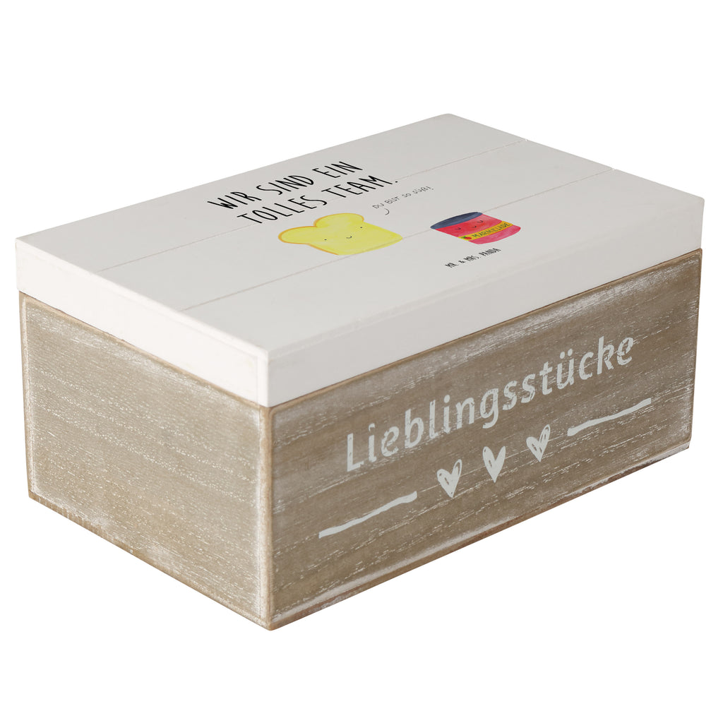 Holzkiste Toast & Marmelade Holzkiste, Kiste, Schatzkiste, Truhe, Schatulle, XXL, Erinnerungsbox, Erinnerungskiste, Dekokiste, Aufbewahrungsbox, Tiermotive, Gute Laune, lustige Sprüche, Tiere, Toast, Marmelade, Dreamteam, süße Postkarte, süß, Küche Deko, Küche Spruch, Frühstück Einladung, Brot, Toastbrot