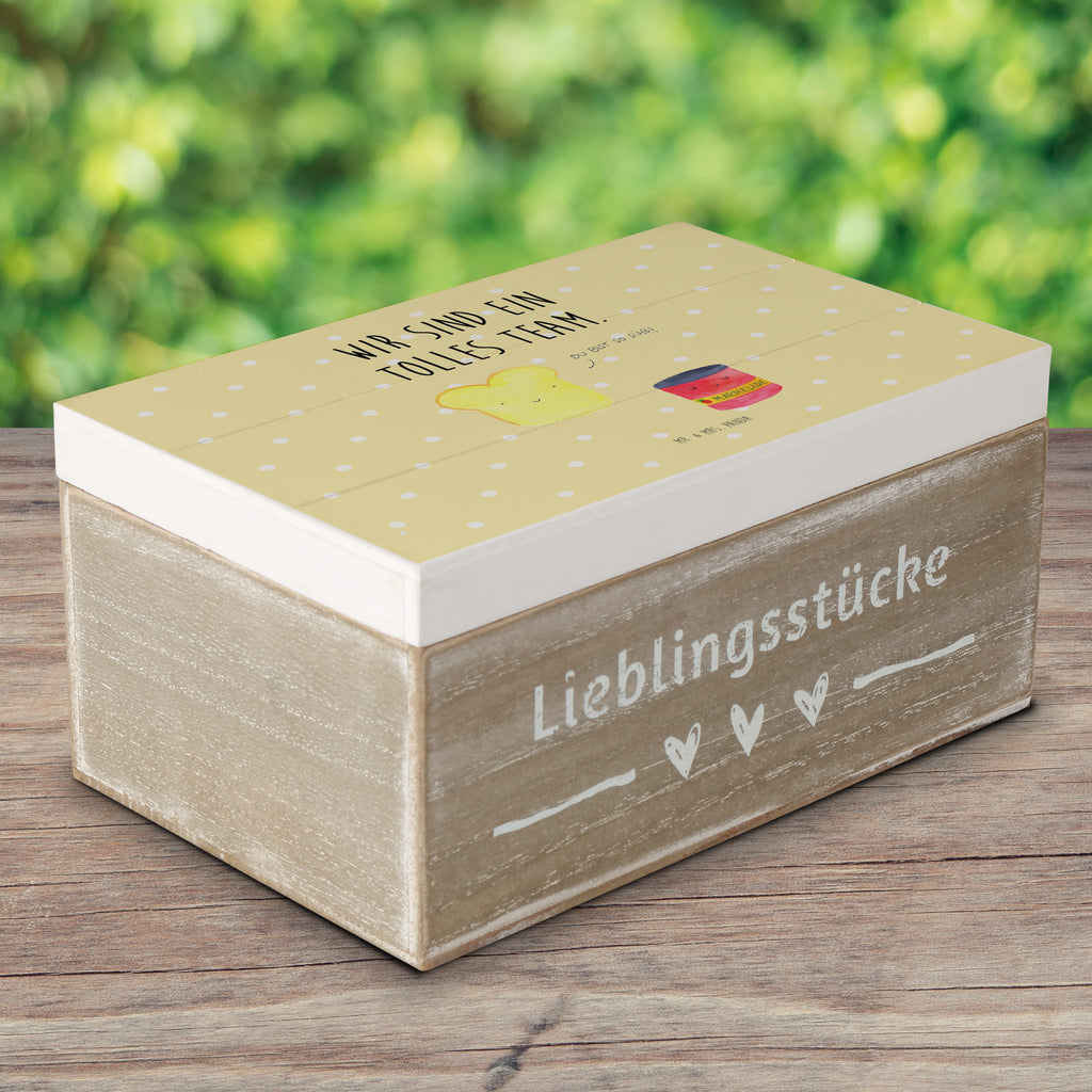 Holzkiste Toast & Marmelade Holzkiste, Kiste, Schatzkiste, Truhe, Schatulle, XXL, Erinnerungsbox, Erinnerungskiste, Dekokiste, Aufbewahrungsbox, Tiermotive, Gute Laune, lustige Sprüche, Tiere, Toast, Marmelade, Dreamteam, süße Postkarte, süß, Küche Deko, Küche Spruch, Frühstück Einladung, Brot, Toastbrot