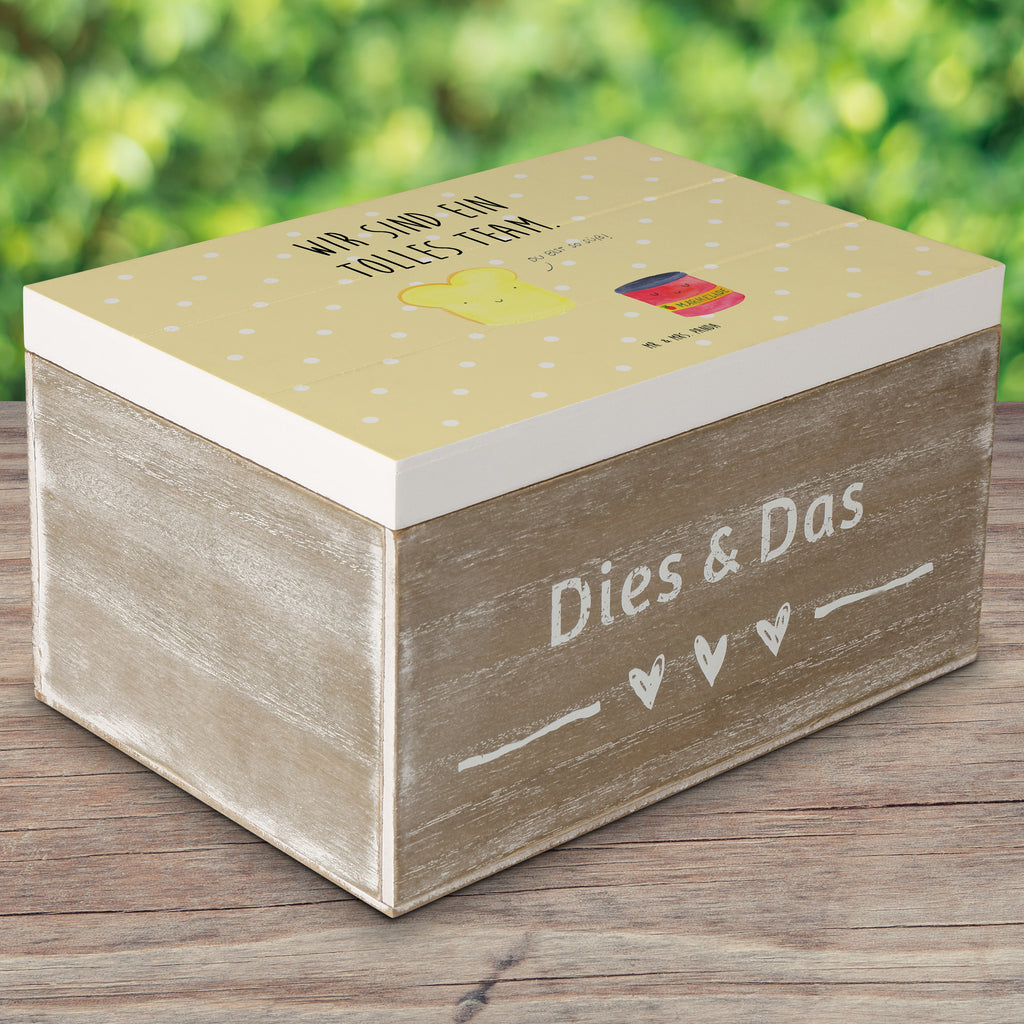 Holzkiste Toast & Marmelade Holzkiste, Kiste, Schatzkiste, Truhe, Schatulle, XXL, Erinnerungsbox, Erinnerungskiste, Dekokiste, Aufbewahrungsbox, Tiermotive, Gute Laune, lustige Sprüche, Tiere, Toast, Marmelade, Dreamteam, süße Postkarte, süß, Küche Deko, Küche Spruch, Frühstück Einladung, Brot, Toastbrot