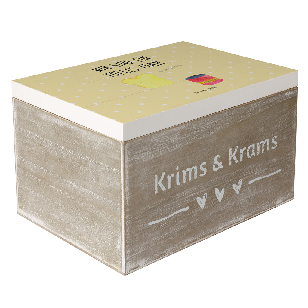Holzkiste Toast & Marmelade Holzkiste, Kiste, Schatzkiste, Truhe, Schatulle, XXL, Erinnerungsbox, Erinnerungskiste, Dekokiste, Aufbewahrungsbox, Tiermotive, Gute Laune, lustige Sprüche, Tiere, Toast, Marmelade, Dreamteam, süße Postkarte, süß, Küche Deko, Küche Spruch, Frühstück Einladung, Brot, Toastbrot