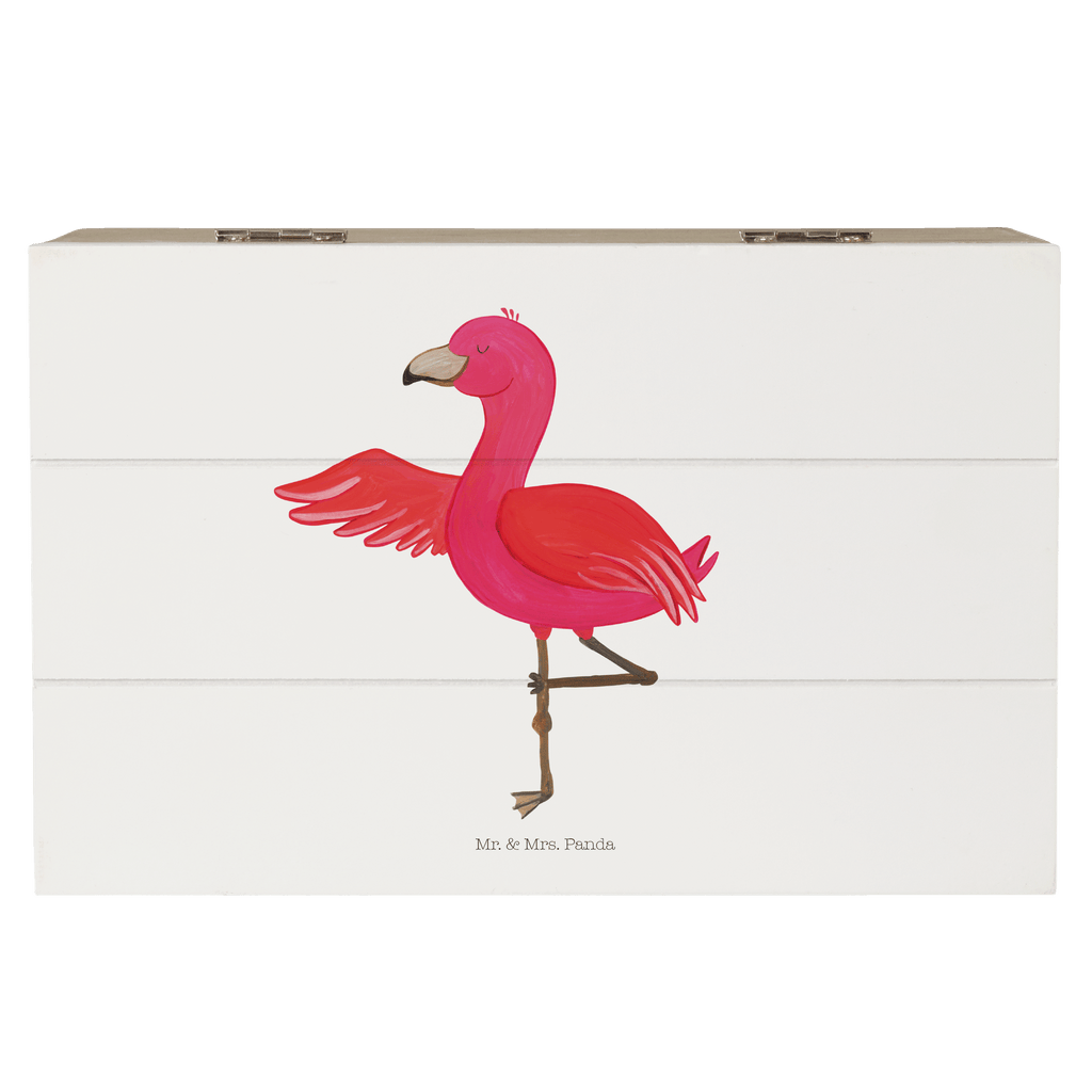 Holzkiste Flamingo Yoga Holzkiste, Kiste, Schatzkiste, Truhe, Schatulle, XXL, Erinnerungsbox, Erinnerungskiste, Dekokiste, Aufbewahrungsbox, Flamingo, Vogel, Yoga, Namaste, Achtsamkeit, Yoga-Übung, Entspannung, Ärger, Aufregen, Tiefenentspannung