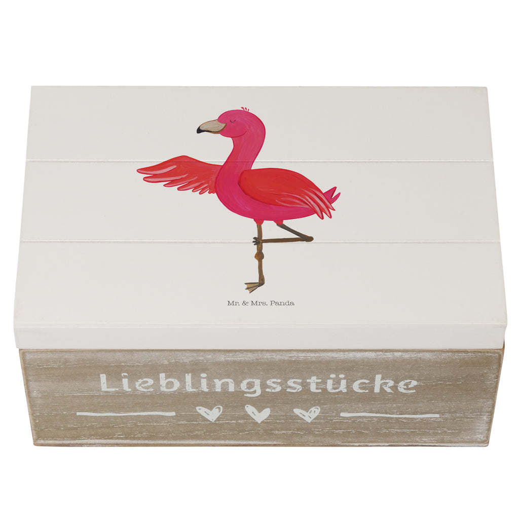 Holzkiste Flamingo Yoga Holzkiste, Kiste, Schatzkiste, Truhe, Schatulle, XXL, Erinnerungsbox, Erinnerungskiste, Dekokiste, Aufbewahrungsbox, Flamingo, Vogel, Yoga, Namaste, Achtsamkeit, Yoga-Übung, Entspannung, Ärger, Aufregen, Tiefenentspannung