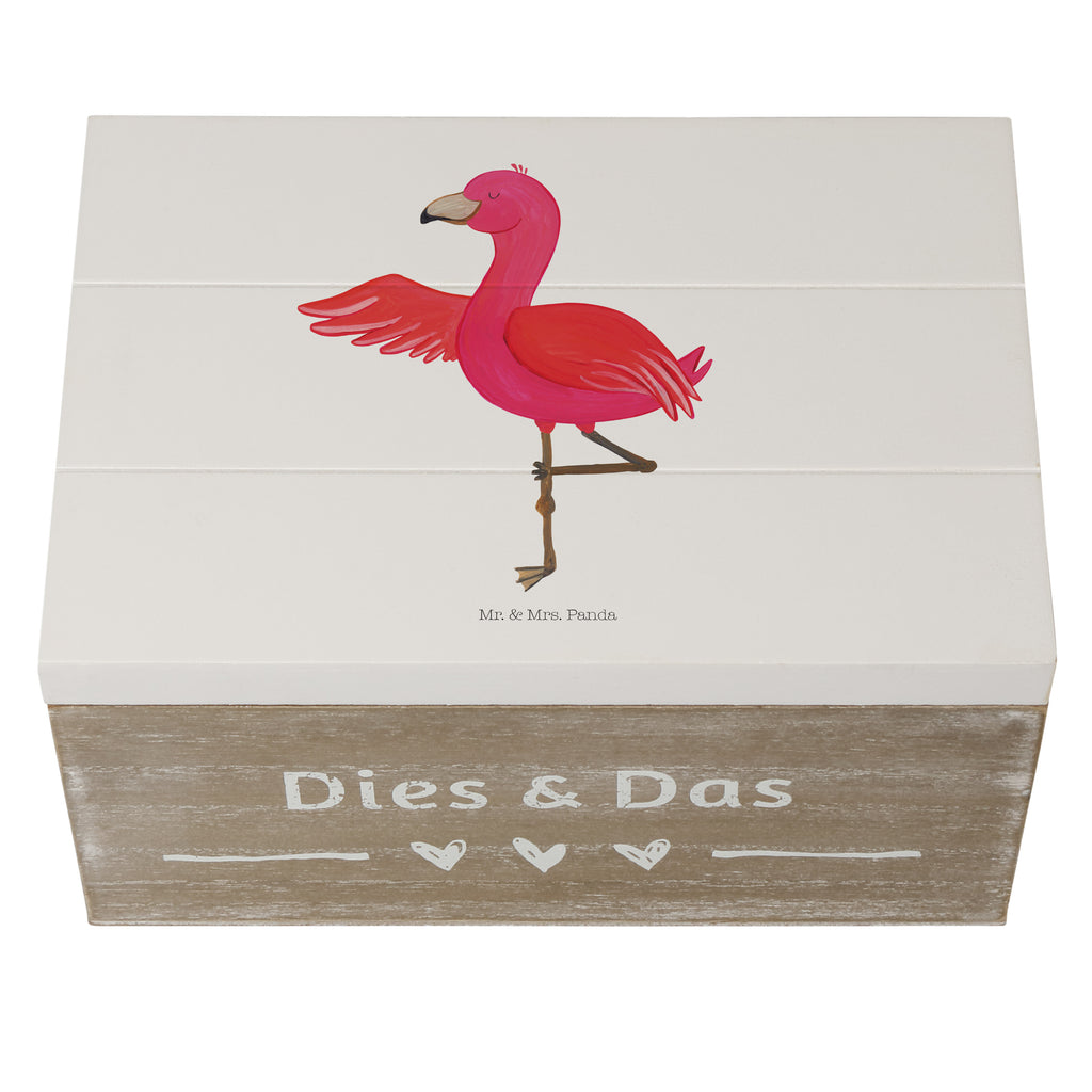 Holzkiste Flamingo Yoga Holzkiste, Kiste, Schatzkiste, Truhe, Schatulle, XXL, Erinnerungsbox, Erinnerungskiste, Dekokiste, Aufbewahrungsbox, Flamingo, Vogel, Yoga, Namaste, Achtsamkeit, Yoga-Übung, Entspannung, Ärger, Aufregen, Tiefenentspannung