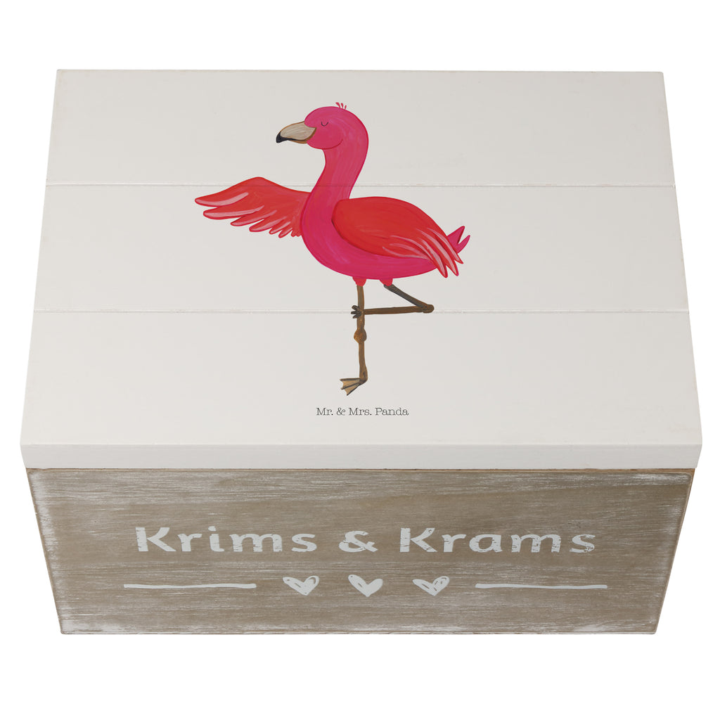 Holzkiste Flamingo Yoga Holzkiste, Kiste, Schatzkiste, Truhe, Schatulle, XXL, Erinnerungsbox, Erinnerungskiste, Dekokiste, Aufbewahrungsbox, Flamingo, Vogel, Yoga, Namaste, Achtsamkeit, Yoga-Übung, Entspannung, Ärger, Aufregen, Tiefenentspannung