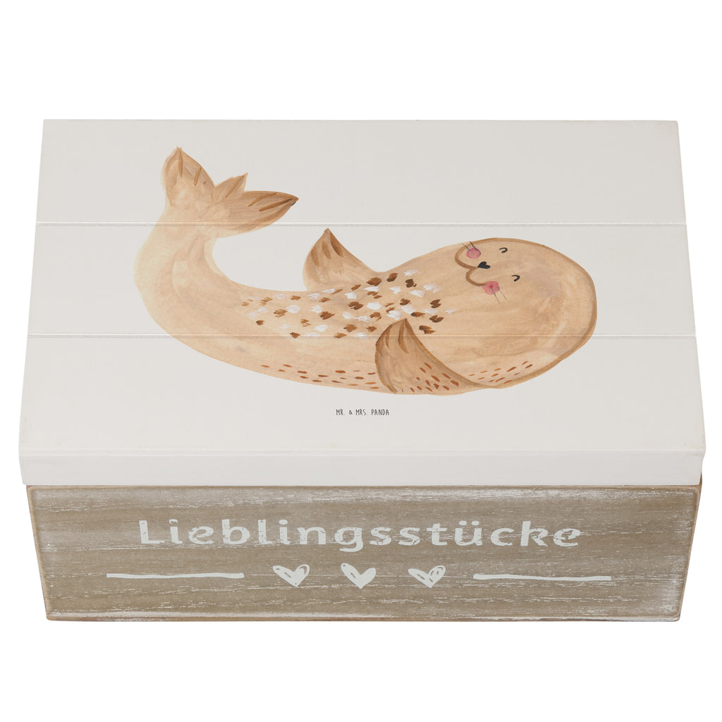 Holzkiste Robbe liegend Holzkiste, Kiste, Schatzkiste, Truhe, Schatulle, XXL, Erinnerungsbox, Erinnerungskiste, Dekokiste, Aufbewahrungsbox, Tiermotive, Gute Laune, lustige Sprüche, Tiere, Robbe, Robben, Seehund, Strand, Meerestier, Ostsee, Nordsee, Lachen, Freude