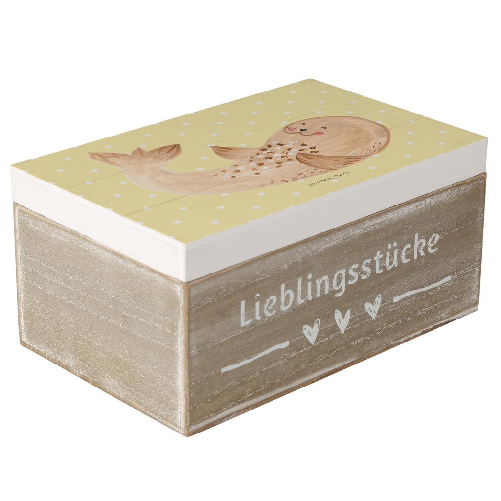 Holzkiste Robbe liegend Holzkiste, Kiste, Schatzkiste, Truhe, Schatulle, XXL, Erinnerungsbox, Erinnerungskiste, Dekokiste, Aufbewahrungsbox, Tiermotive, Gute Laune, lustige Sprüche, Tiere, Robbe, Robben, Seehund, Strand, Meerestier, Ostsee, Nordsee, Lachen, Freude