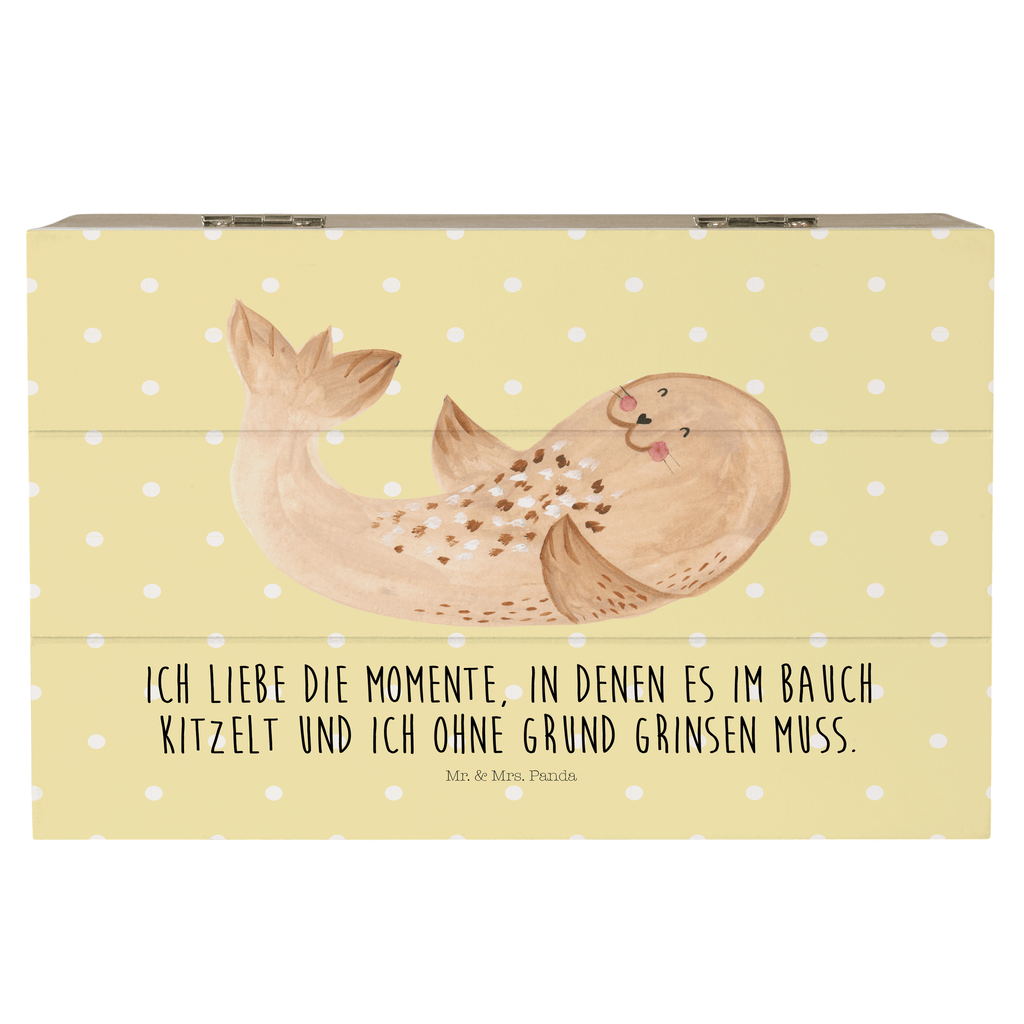Holzkiste Robbe liegend Holzkiste, Kiste, Schatzkiste, Truhe, Schatulle, XXL, Erinnerungsbox, Erinnerungskiste, Dekokiste, Aufbewahrungsbox, Tiermotive, Gute Laune, lustige Sprüche, Tiere, Robbe, Robben, Seehund, Strand, Meerestier, Ostsee, Nordsee, Lachen, Freude