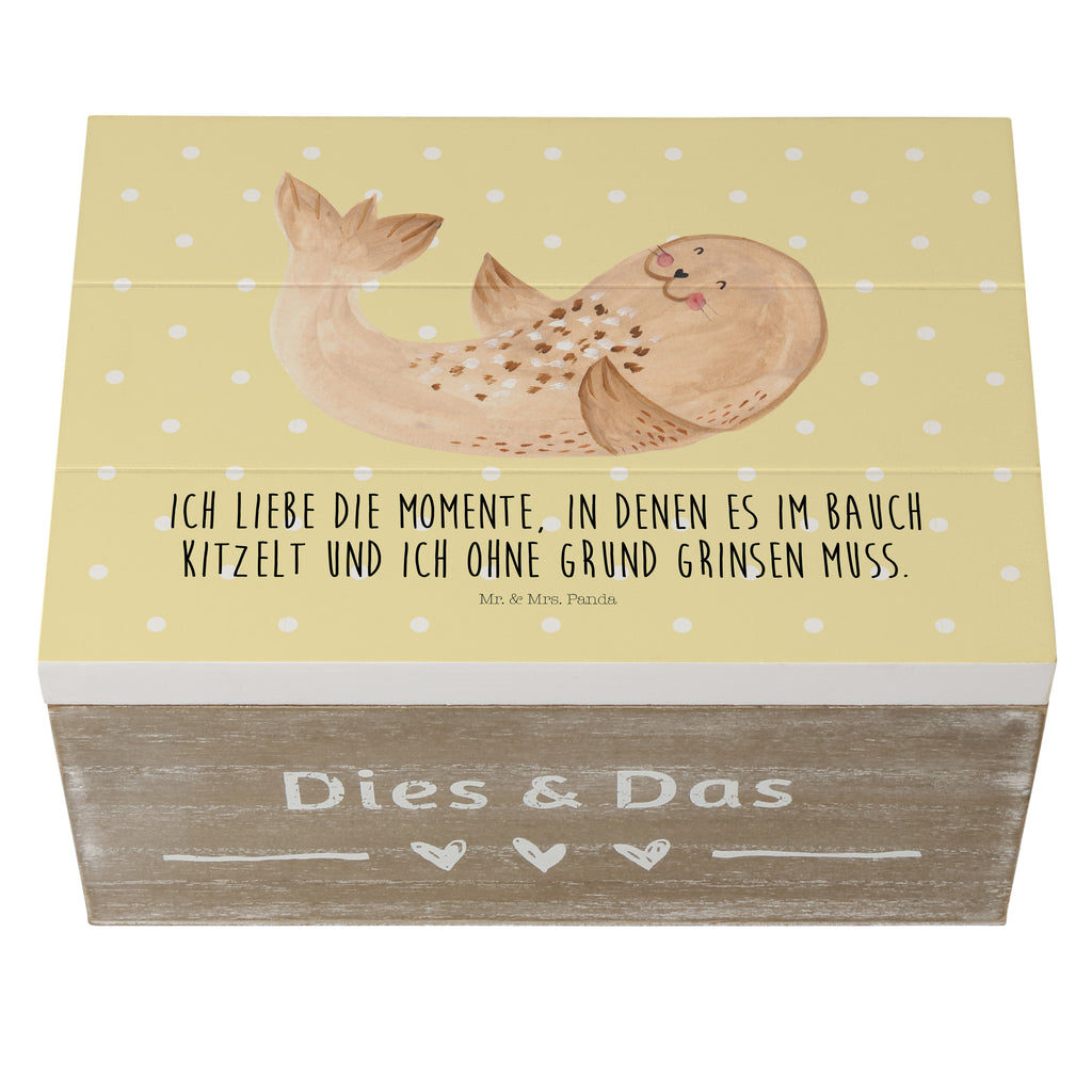 Holzkiste Robbe liegend Holzkiste, Kiste, Schatzkiste, Truhe, Schatulle, XXL, Erinnerungsbox, Erinnerungskiste, Dekokiste, Aufbewahrungsbox, Tiermotive, Gute Laune, lustige Sprüche, Tiere, Robbe, Robben, Seehund, Strand, Meerestier, Ostsee, Nordsee, Lachen, Freude