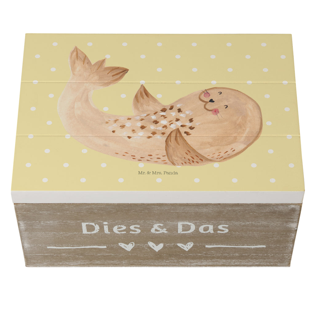 Holzkiste Robbe liegend Holzkiste, Kiste, Schatzkiste, Truhe, Schatulle, XXL, Erinnerungsbox, Erinnerungskiste, Dekokiste, Aufbewahrungsbox, Tiermotive, Gute Laune, lustige Sprüche, Tiere, Robbe, Robben, Seehund, Strand, Meerestier, Ostsee, Nordsee, Lachen, Freude