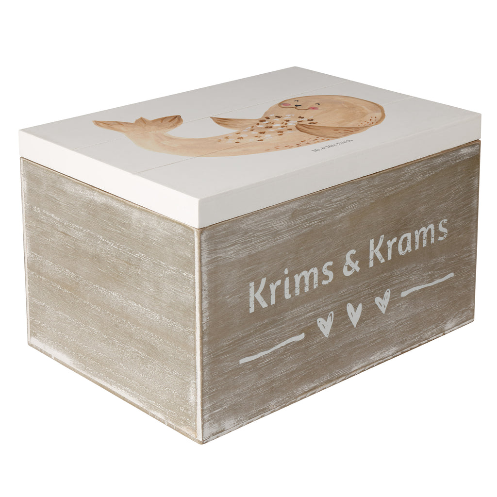 Holzkiste Robbe liegend Holzkiste, Kiste, Schatzkiste, Truhe, Schatulle, XXL, Erinnerungsbox, Erinnerungskiste, Dekokiste, Aufbewahrungsbox, Tiermotive, Gute Laune, lustige Sprüche, Tiere, Robbe, Robben, Seehund, Strand, Meerestier, Ostsee, Nordsee, Lachen, Freude