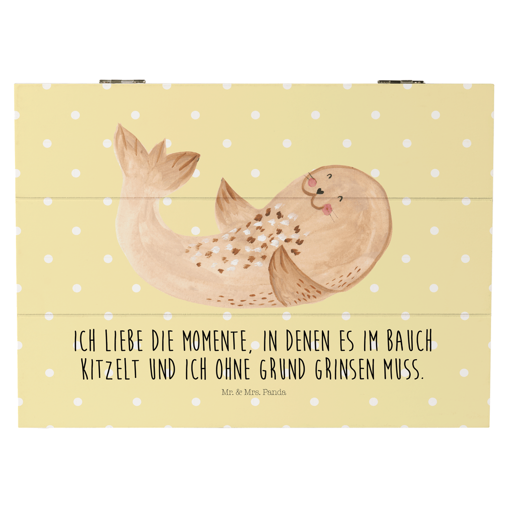 Holzkiste Robbe liegend Holzkiste, Kiste, Schatzkiste, Truhe, Schatulle, XXL, Erinnerungsbox, Erinnerungskiste, Dekokiste, Aufbewahrungsbox, Tiermotive, Gute Laune, lustige Sprüche, Tiere, Robbe, Robben, Seehund, Strand, Meerestier, Ostsee, Nordsee, Lachen, Freude
