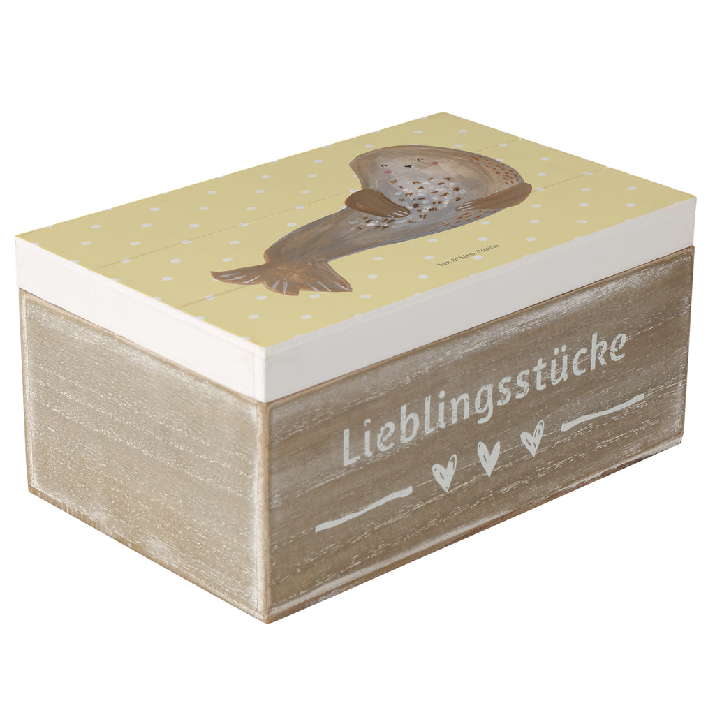 Holzkiste Robbe lachend Holzkiste, Kiste, Schatzkiste, Truhe, Schatulle, XXL, Erinnerungsbox, Erinnerungskiste, Dekokiste, Aufbewahrungsbox, Tiermotive, Gute Laune, lustige Sprüche, Tiere, Robbe, Robben, Seehund, Strand, Meerestier, Ostsee, Nordsee