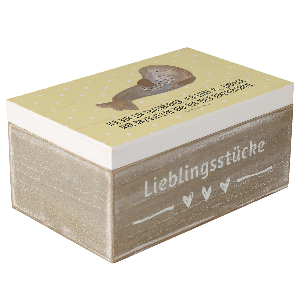 Holzkiste Robbe lachend Holzkiste, Kiste, Schatzkiste, Truhe, Schatulle, XXL, Erinnerungsbox, Erinnerungskiste, Dekokiste, Aufbewahrungsbox, Tiermotive, Gute Laune, lustige Sprüche, Tiere, Robbe, Robben, Seehund, Strand, Meerestier, Ostsee, Nordsee