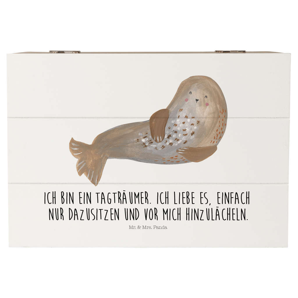 Holzkiste Robbe lachend Holzkiste, Kiste, Schatzkiste, Truhe, Schatulle, XXL, Erinnerungsbox, Erinnerungskiste, Dekokiste, Aufbewahrungsbox, Tiermotive, Gute Laune, lustige Sprüche, Tiere, Robbe, Robben, Seehund, Strand, Meerestier, Ostsee, Nordsee