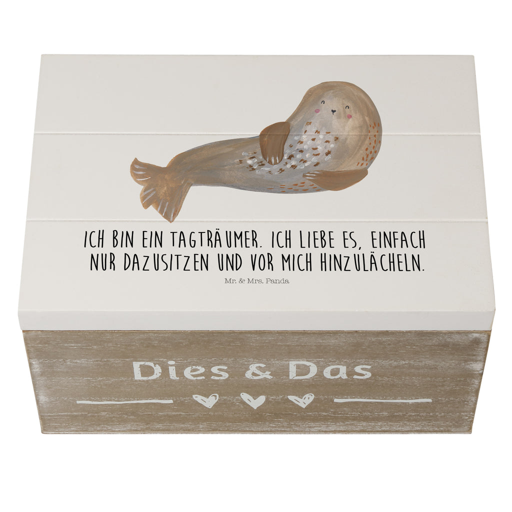 Holzkiste Robbe lachend Holzkiste, Kiste, Schatzkiste, Truhe, Schatulle, XXL, Erinnerungsbox, Erinnerungskiste, Dekokiste, Aufbewahrungsbox, Tiermotive, Gute Laune, lustige Sprüche, Tiere, Robbe, Robben, Seehund, Strand, Meerestier, Ostsee, Nordsee