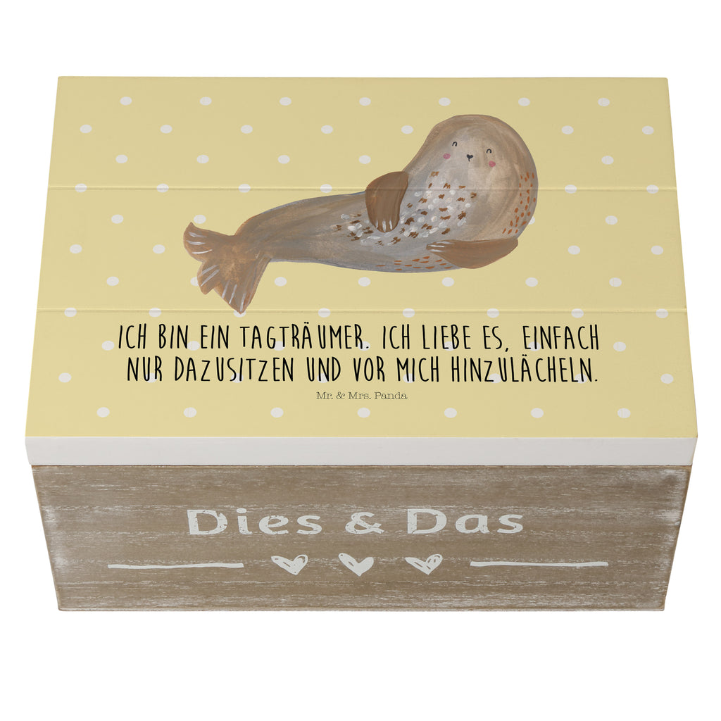 Holzkiste Robbe lachend Holzkiste, Kiste, Schatzkiste, Truhe, Schatulle, XXL, Erinnerungsbox, Erinnerungskiste, Dekokiste, Aufbewahrungsbox, Tiermotive, Gute Laune, lustige Sprüche, Tiere, Robbe, Robben, Seehund, Strand, Meerestier, Ostsee, Nordsee
