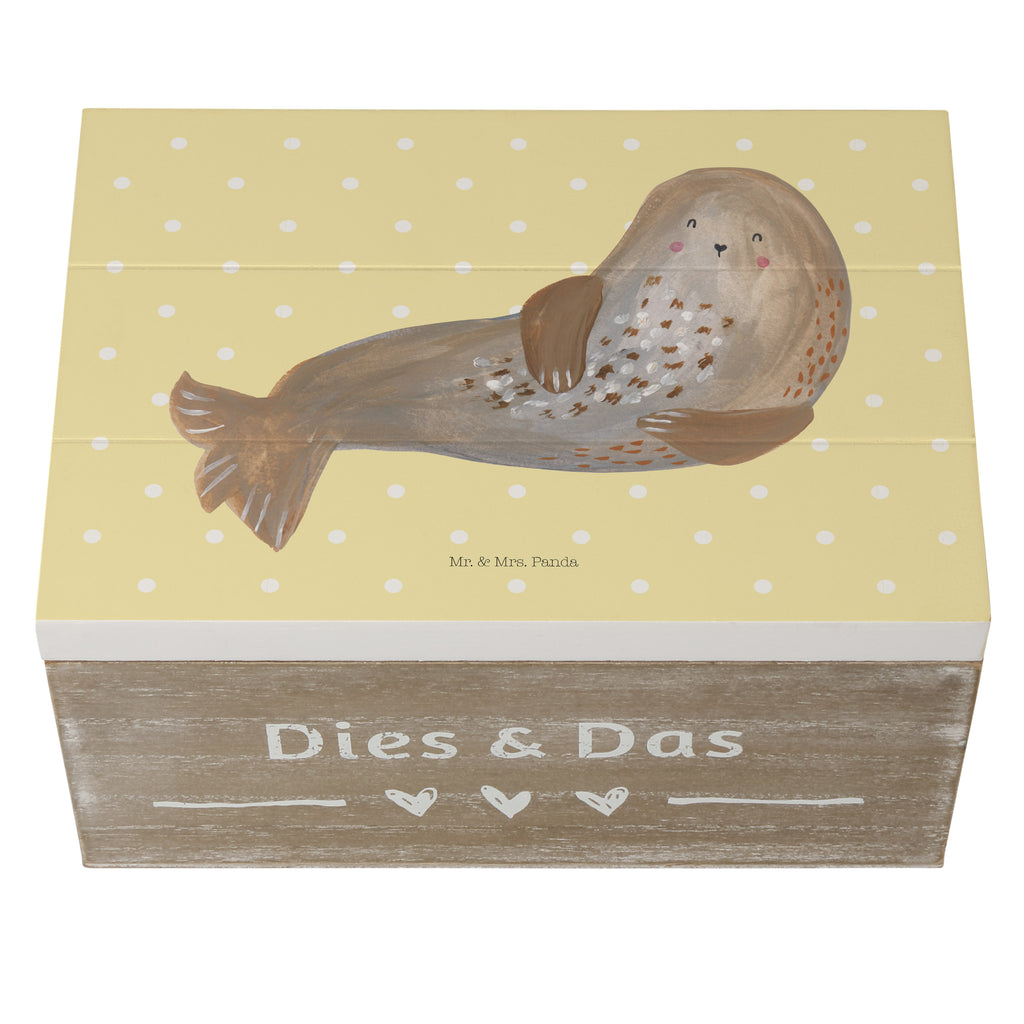 Holzkiste Robbe lachend Holzkiste, Kiste, Schatzkiste, Truhe, Schatulle, XXL, Erinnerungsbox, Erinnerungskiste, Dekokiste, Aufbewahrungsbox, Tiermotive, Gute Laune, lustige Sprüche, Tiere, Robbe, Robben, Seehund, Strand, Meerestier, Ostsee, Nordsee