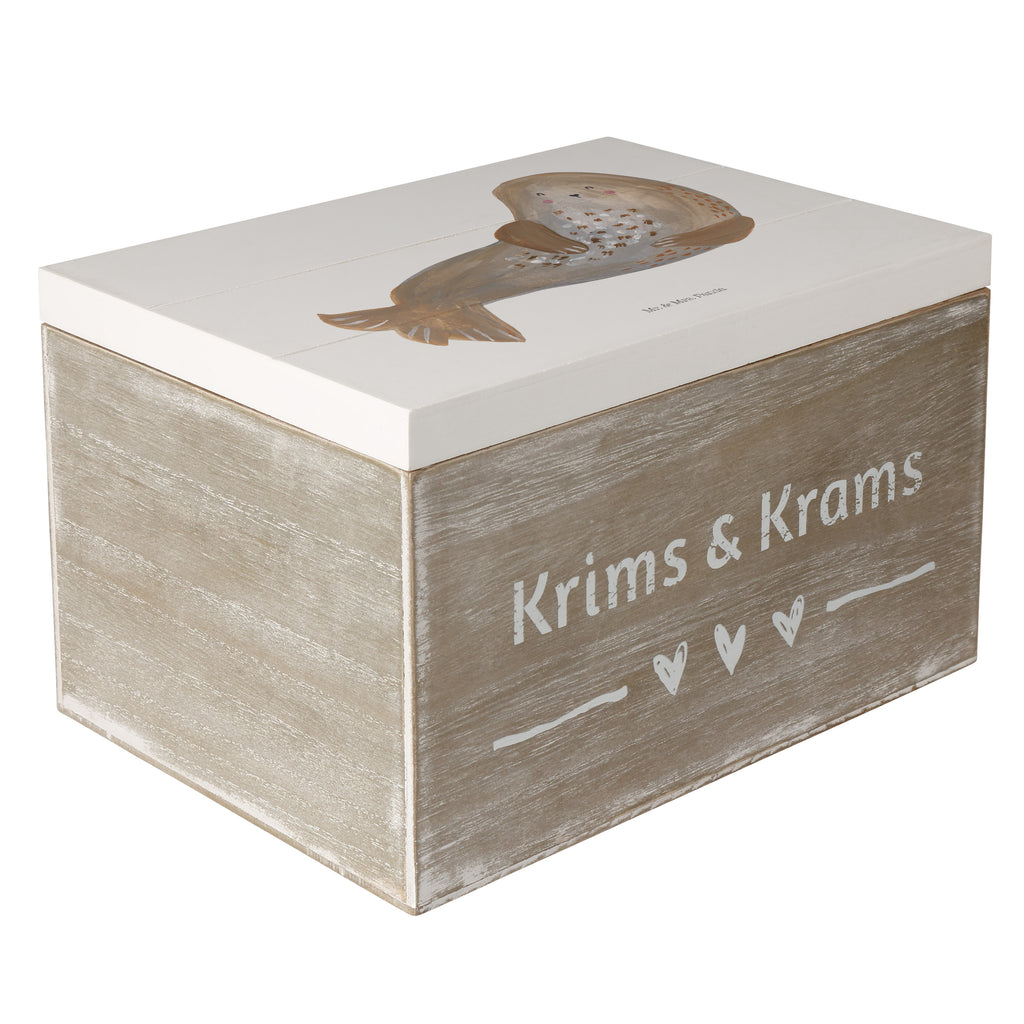 Holzkiste Robbe lachend Holzkiste, Kiste, Schatzkiste, Truhe, Schatulle, XXL, Erinnerungsbox, Erinnerungskiste, Dekokiste, Aufbewahrungsbox, Tiermotive, Gute Laune, lustige Sprüche, Tiere, Robbe, Robben, Seehund, Strand, Meerestier, Ostsee, Nordsee