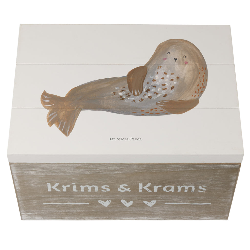 Holzkiste Robbe lachend Holzkiste, Kiste, Schatzkiste, Truhe, Schatulle, XXL, Erinnerungsbox, Erinnerungskiste, Dekokiste, Aufbewahrungsbox, Tiermotive, Gute Laune, lustige Sprüche, Tiere, Robbe, Robben, Seehund, Strand, Meerestier, Ostsee, Nordsee