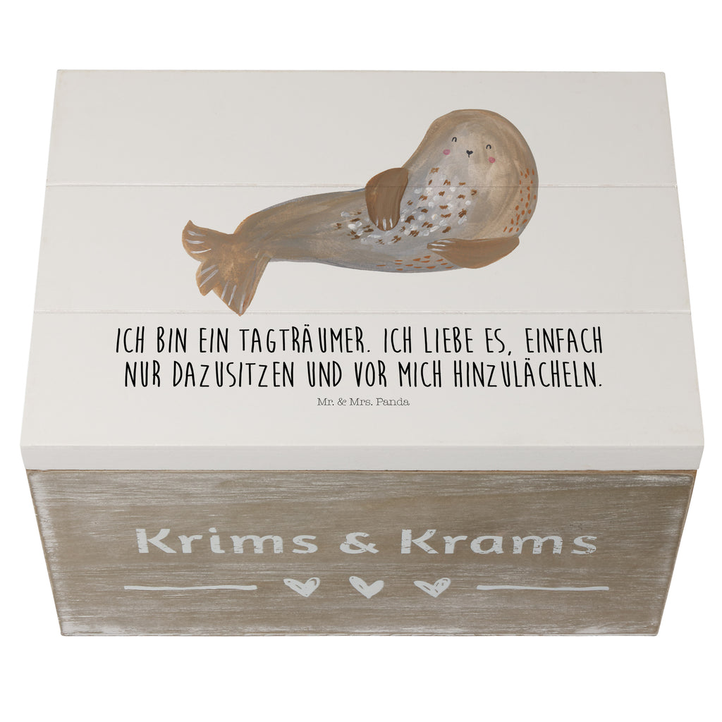 Holzkiste Robbe lachend Holzkiste, Kiste, Schatzkiste, Truhe, Schatulle, XXL, Erinnerungsbox, Erinnerungskiste, Dekokiste, Aufbewahrungsbox, Tiermotive, Gute Laune, lustige Sprüche, Tiere, Robbe, Robben, Seehund, Strand, Meerestier, Ostsee, Nordsee