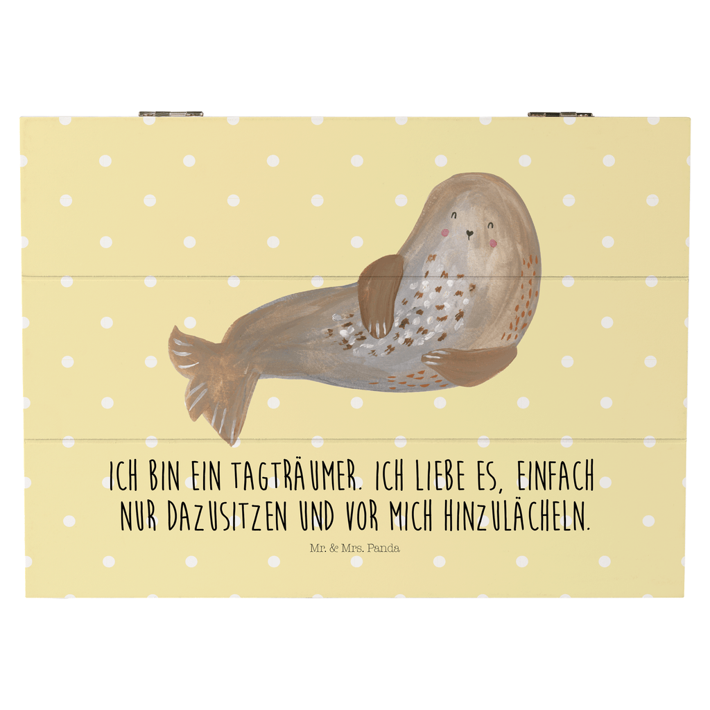Holzkiste Robbe lachend Holzkiste, Kiste, Schatzkiste, Truhe, Schatulle, XXL, Erinnerungsbox, Erinnerungskiste, Dekokiste, Aufbewahrungsbox, Tiermotive, Gute Laune, lustige Sprüche, Tiere, Robbe, Robben, Seehund, Strand, Meerestier, Ostsee, Nordsee