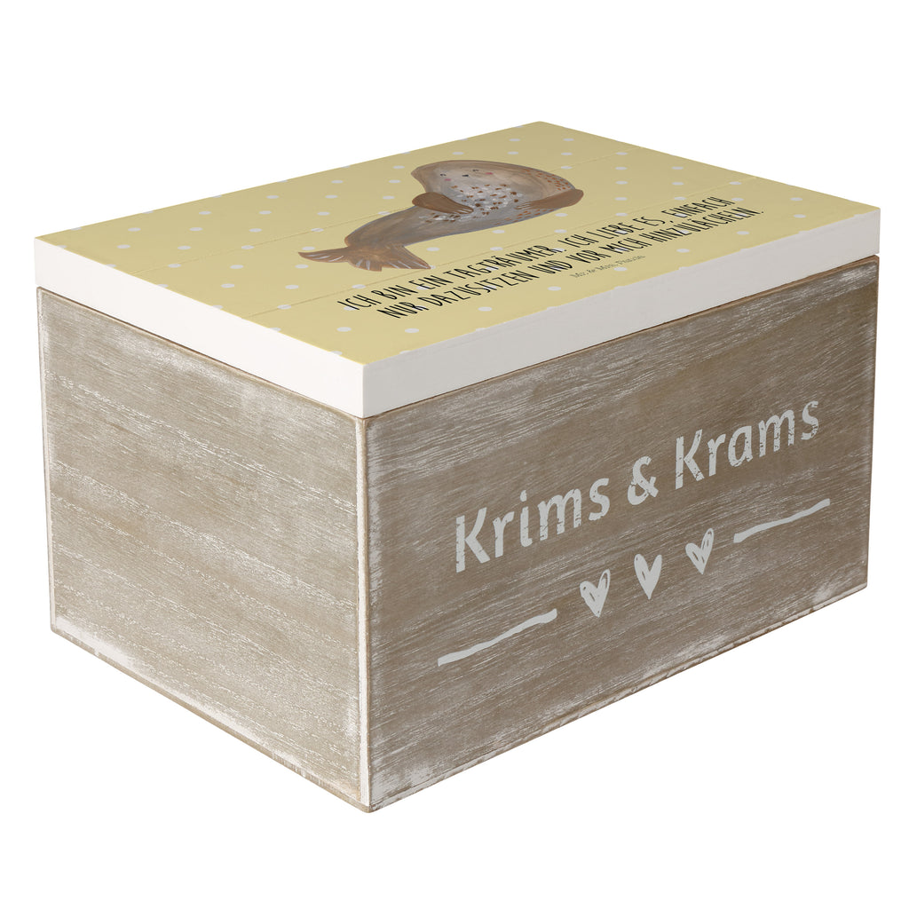 Holzkiste Robbe lachend Holzkiste, Kiste, Schatzkiste, Truhe, Schatulle, XXL, Erinnerungsbox, Erinnerungskiste, Dekokiste, Aufbewahrungsbox, Tiermotive, Gute Laune, lustige Sprüche, Tiere, Robbe, Robben, Seehund, Strand, Meerestier, Ostsee, Nordsee