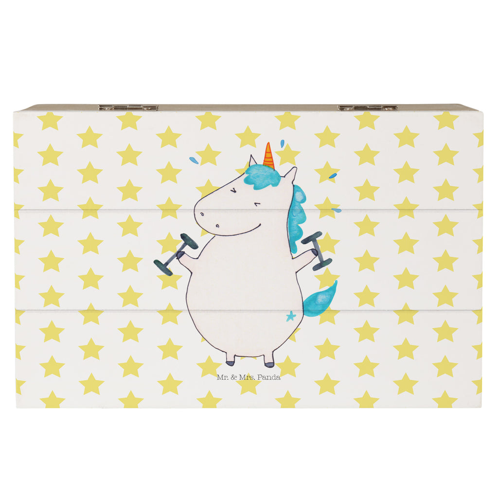 Holzkiste Einhorn Fitness Holzkiste, Kiste, Schatzkiste, Truhe, Schatulle, XXL, Erinnerungsbox, Erinnerungskiste, Dekokiste, Aufbewahrungsbox, Einhorn, Einhörner, Einhorn Deko, Pegasus, Unicorn, Gym, Fitness, Fitnessstudio, Diät, Abnehmen, Sport, Pumpen, Geräte, Sixpack