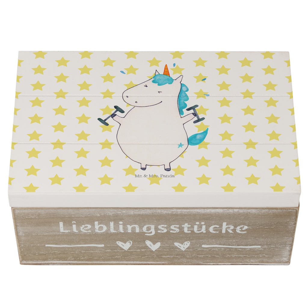 Holzkiste Einhorn Fitness Holzkiste, Kiste, Schatzkiste, Truhe, Schatulle, XXL, Erinnerungsbox, Erinnerungskiste, Dekokiste, Aufbewahrungsbox, Einhorn, Einhörner, Einhorn Deko, Pegasus, Unicorn, Gym, Fitness, Fitnessstudio, Diät, Abnehmen, Sport, Pumpen, Geräte, Sixpack