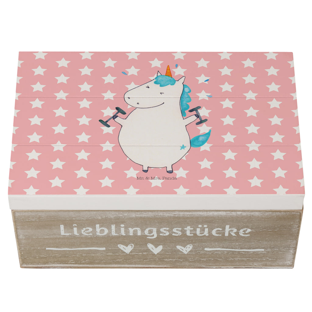 Holzkiste Einhorn Fitness Holzkiste, Kiste, Schatzkiste, Truhe, Schatulle, XXL, Erinnerungsbox, Erinnerungskiste, Dekokiste, Aufbewahrungsbox, Einhorn, Einhörner, Einhorn Deko, Pegasus, Unicorn, Gym, Fitness, Fitnessstudio, Diät, Abnehmen, Sport, Pumpen, Geräte, Sixpack
