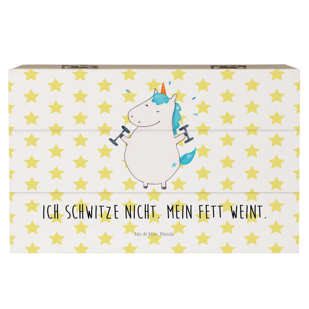 Holzkiste Einhorn Fitness Holzkiste, Kiste, Schatzkiste, Truhe, Schatulle, XXL, Erinnerungsbox, Erinnerungskiste, Dekokiste, Aufbewahrungsbox, Einhorn, Einhörner, Einhorn Deko, Pegasus, Unicorn, Gym, Fitness, Fitnessstudio, Diät, Abnehmen, Sport, Pumpen, Geräte, Sixpack