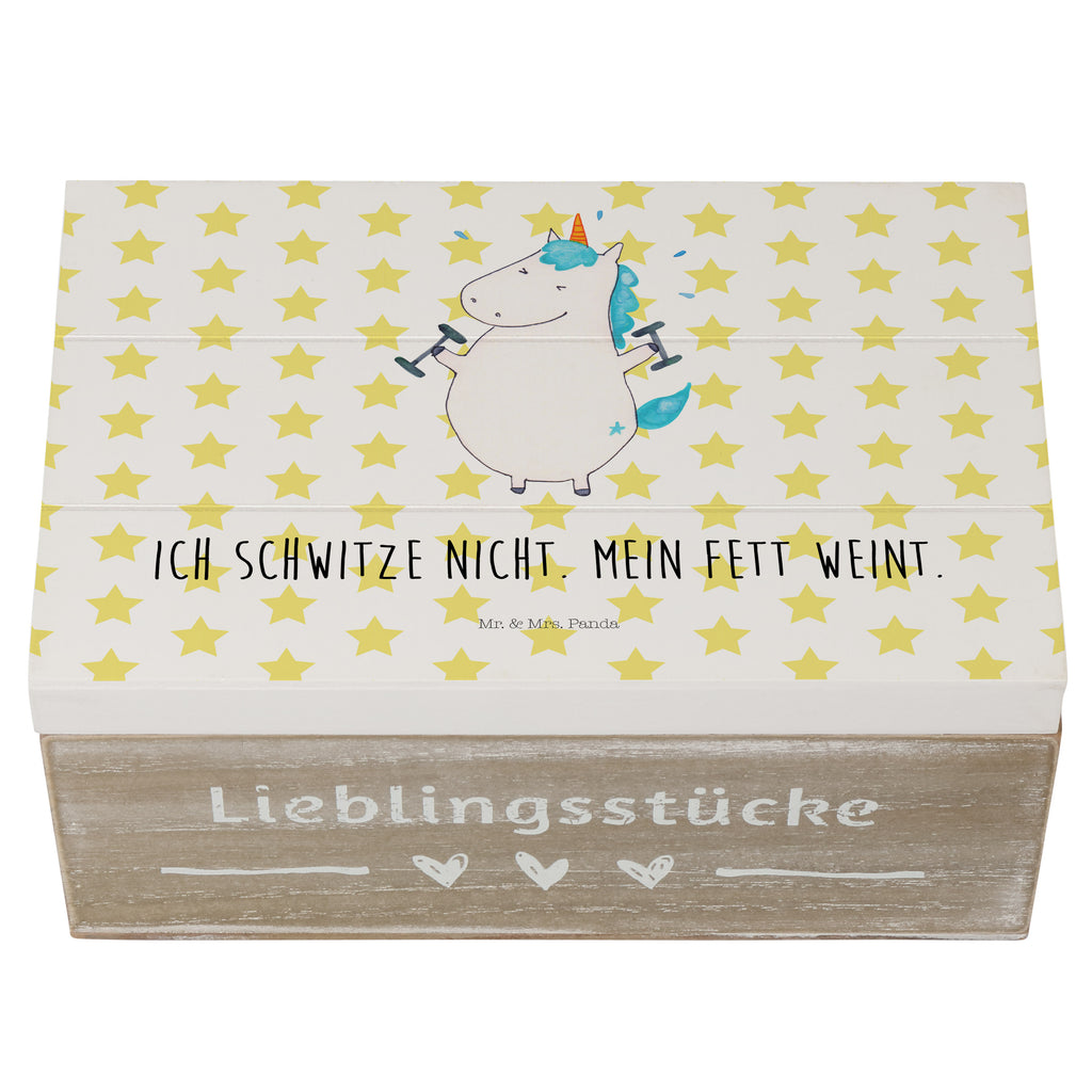 Holzkiste Einhorn Fitness Holzkiste, Kiste, Schatzkiste, Truhe, Schatulle, XXL, Erinnerungsbox, Erinnerungskiste, Dekokiste, Aufbewahrungsbox, Einhorn, Einhörner, Einhorn Deko, Pegasus, Unicorn, Gym, Fitness, Fitnessstudio, Diät, Abnehmen, Sport, Pumpen, Geräte, Sixpack