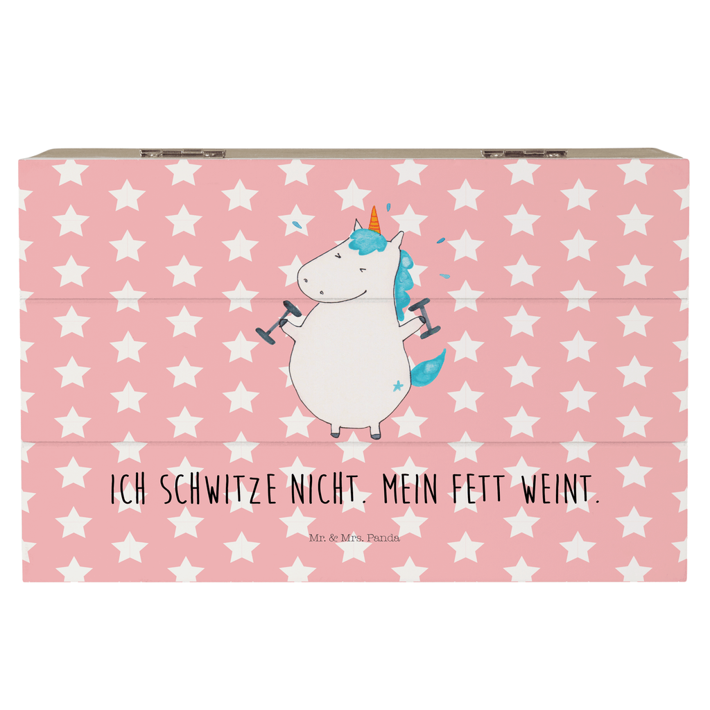 Holzkiste Einhorn Fitness Holzkiste, Kiste, Schatzkiste, Truhe, Schatulle, XXL, Erinnerungsbox, Erinnerungskiste, Dekokiste, Aufbewahrungsbox, Einhorn, Einhörner, Einhorn Deko, Pegasus, Unicorn, Gym, Fitness, Fitnessstudio, Diät, Abnehmen, Sport, Pumpen, Geräte, Sixpack