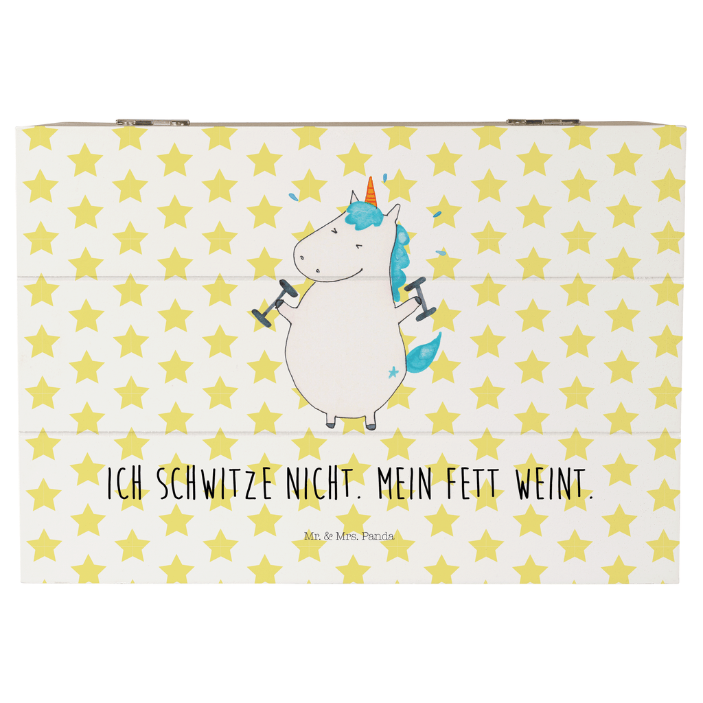 Holzkiste Einhorn Fitness Holzkiste, Kiste, Schatzkiste, Truhe, Schatulle, XXL, Erinnerungsbox, Erinnerungskiste, Dekokiste, Aufbewahrungsbox, Einhorn, Einhörner, Einhorn Deko, Pegasus, Unicorn, Gym, Fitness, Fitnessstudio, Diät, Abnehmen, Sport, Pumpen, Geräte, Sixpack
