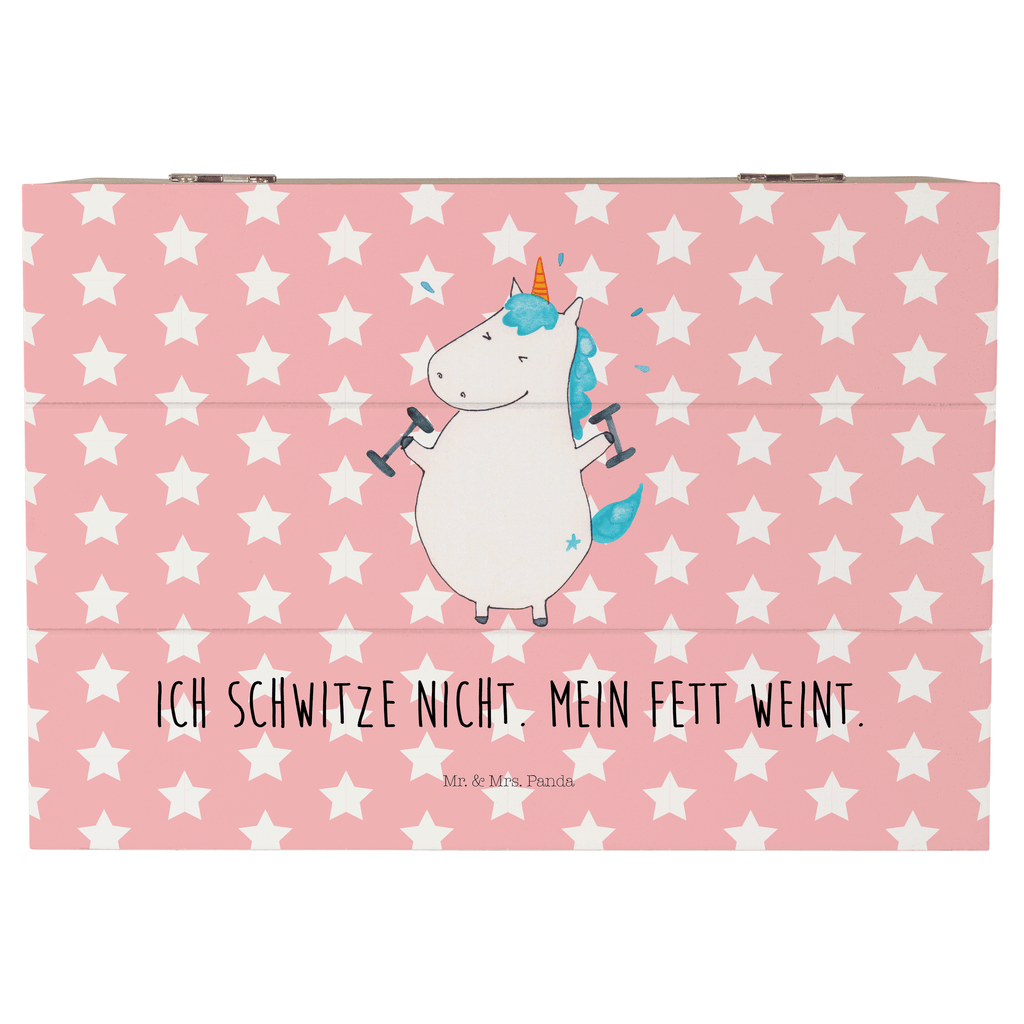Holzkiste Einhorn Fitness Holzkiste, Kiste, Schatzkiste, Truhe, Schatulle, XXL, Erinnerungsbox, Erinnerungskiste, Dekokiste, Aufbewahrungsbox, Einhorn, Einhörner, Einhorn Deko, Pegasus, Unicorn, Gym, Fitness, Fitnessstudio, Diät, Abnehmen, Sport, Pumpen, Geräte, Sixpack