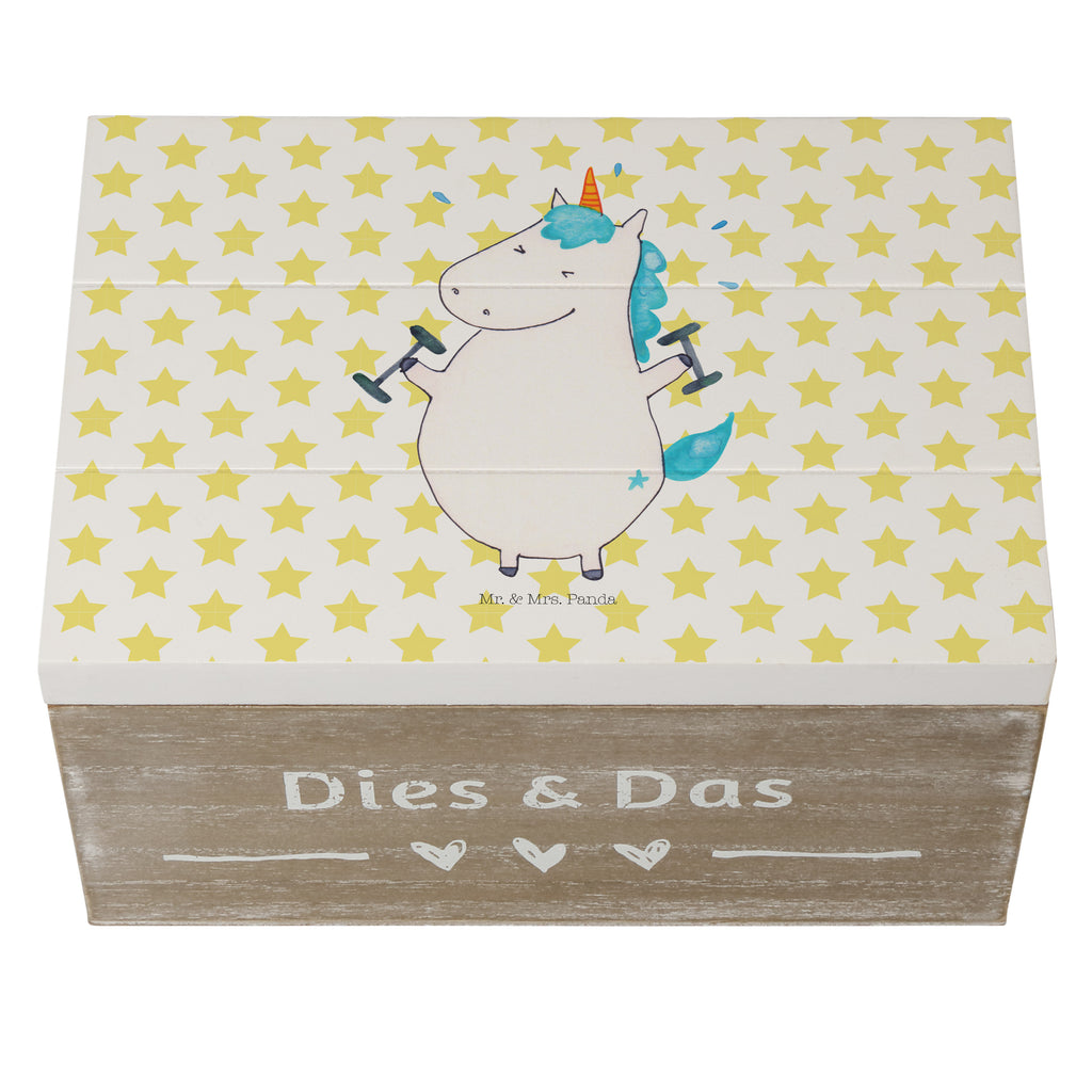 Holzkiste Einhorn Fitness Holzkiste, Kiste, Schatzkiste, Truhe, Schatulle, XXL, Erinnerungsbox, Erinnerungskiste, Dekokiste, Aufbewahrungsbox, Einhorn, Einhörner, Einhorn Deko, Pegasus, Unicorn, Gym, Fitness, Fitnessstudio, Diät, Abnehmen, Sport, Pumpen, Geräte, Sixpack