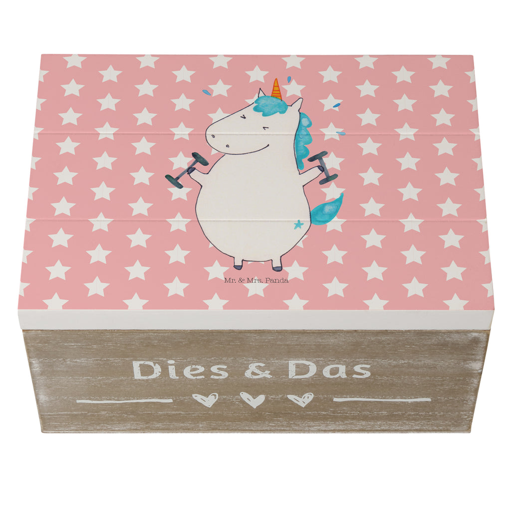 Holzkiste Einhorn Fitness Holzkiste, Kiste, Schatzkiste, Truhe, Schatulle, XXL, Erinnerungsbox, Erinnerungskiste, Dekokiste, Aufbewahrungsbox, Einhorn, Einhörner, Einhorn Deko, Pegasus, Unicorn, Gym, Fitness, Fitnessstudio, Diät, Abnehmen, Sport, Pumpen, Geräte, Sixpack